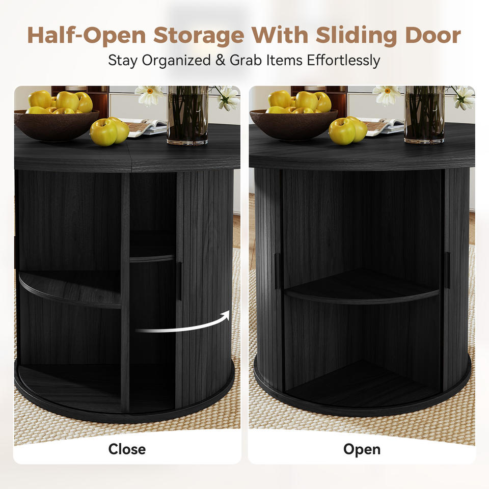 Large Convertible Solid Wood Dining Table Half-Open Sliding Door Storage Compartment Modern Home Hotel Workshop Dining Room