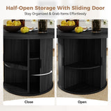 Large Convertible Solid Wood Dining Table Half-Open Sliding Door Storage Compartment Modern Home Hotel Workshop Dining Room