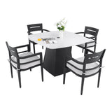 5-Piece Outdoor Patio Pedestal Dining Set