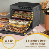 Food Dehydrator, 8-Tray Stainless Steel Jerky Dehydrator, 625W Food Dryer with Adjustable Timer & Temperature, - view 2