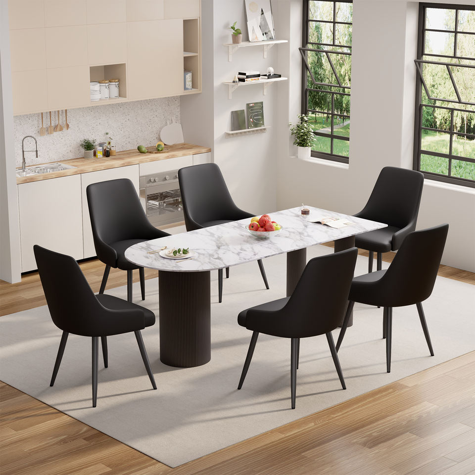 Contemporary Reclining Dining Chairs PU Leather Upholstered Eco-Friendly Waterproof Thick Cushion Home Office Apartment (Set of 2)