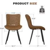 Stylish Modern PU Leather Quilted Texture Soft Dining Chair Upholstered Sturdy Metal Legs Waterproof Restaurant Furniture (Set of 4)