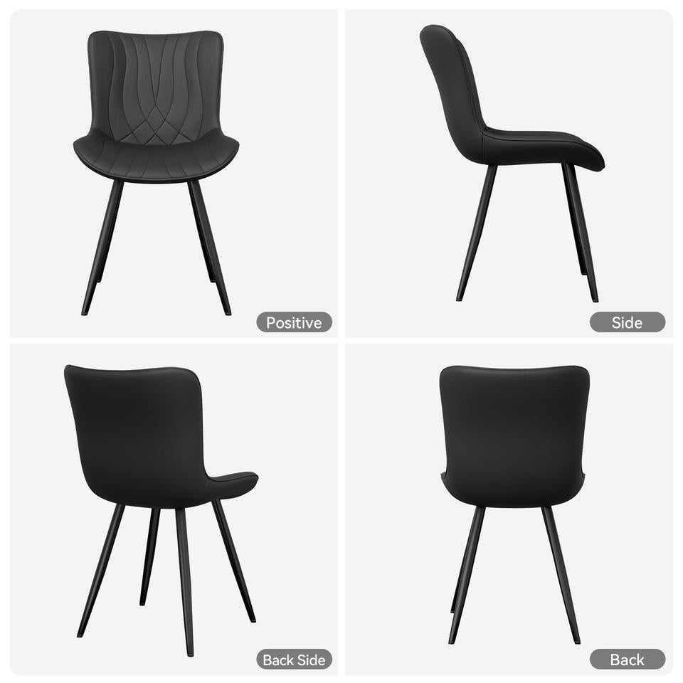 PU Leather Upholstered Soft Comfy Dining Chair-Modern Armless Side Chair Sturdy Metal Legs Commercial Use Eco-Friendly Outdoor (Set of 2)