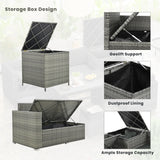 6-Piece Outdoor Wicker Rattan Patio Conversation Set with Adjustable Seat, Storage Box
