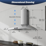 Range Hood 30 Inches,Stainless Steel Wall Mount Range Hood,Vent Hood 30 Inch W/Touch Control,Baffle Filters Kitchen Hood