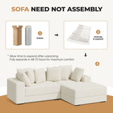 Modern Sectional Sofa Bed Set L-Shape Chaise Foldable Non-Inflatable Sponge Extra Large Reversible Corduroy Cover Metal Frame