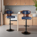 Ergonomic Modern Dual Color Steady PU Leather Bar Stool Swivel Height Adjustable Large Seat Hotel Outdoor Kitchen Counter Chair