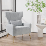 Modern Handmade Convertible Accent Chairs Upholstered Velvet Fabric Reading Chair Mid Century Arm Chair Comfy Armchair