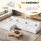 Velvet Teddy Fabric Modular Sofa Ottoman Ergonomic Curved Design No Assembly Required Oversized L-Shape Sofa Bed Upholstered