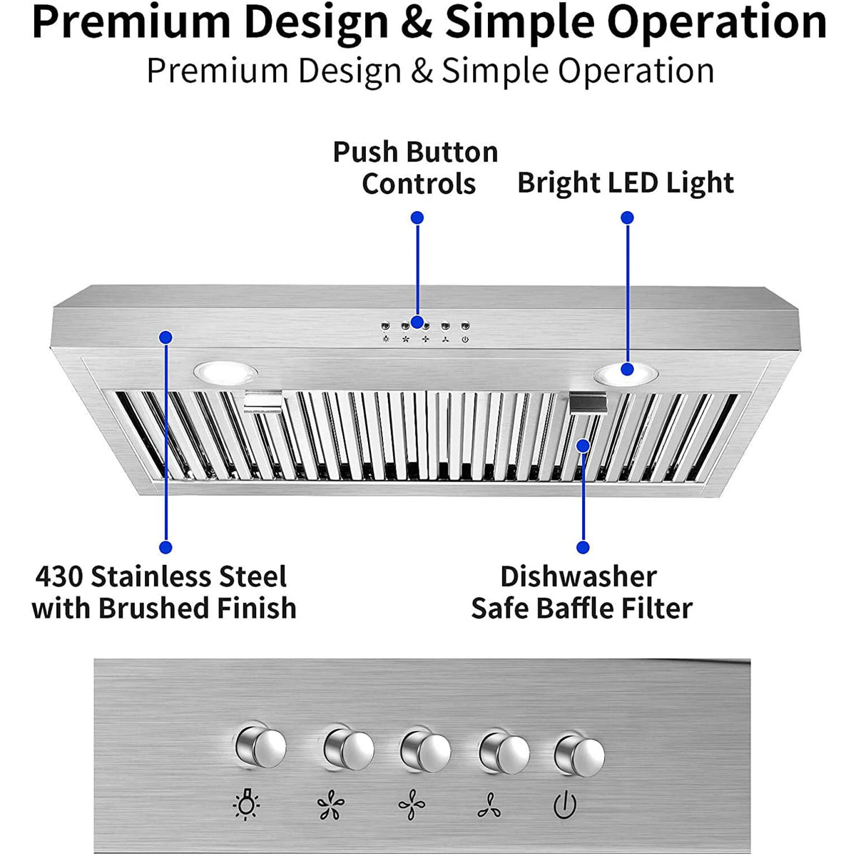 Range Hood 30 Inch Under Cabinet,700 CFM Stainless Steel Ducted/Ductless Range Hood 30 Inch,3 Venting Ways Stove Hood