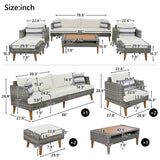 6-Pieces Wicker Rattan Patio Outdoor Sofa Set