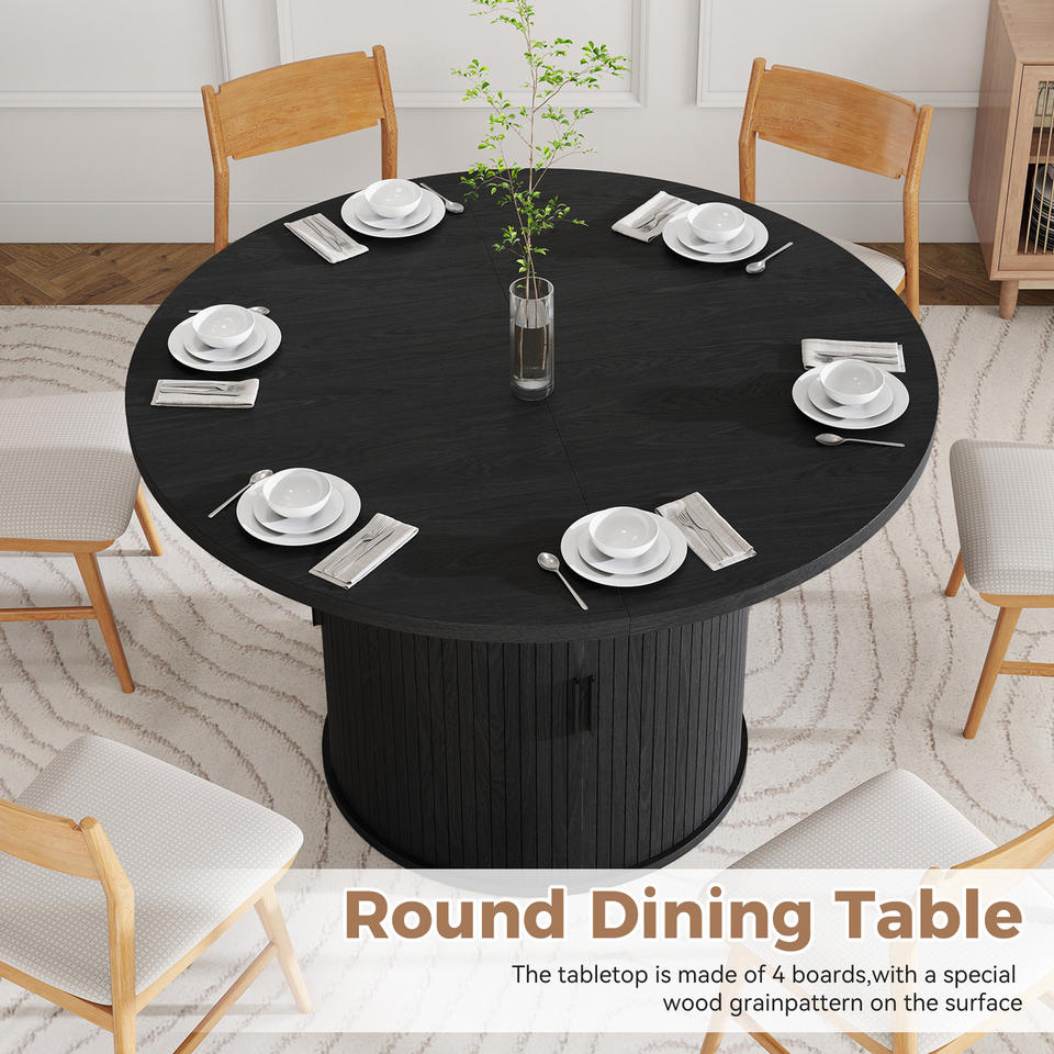 Large Convertible Solid Wood Dining Table Half-Open Sliding Door Storage Compartment Modern Home Hotel Workshop Dining Room
