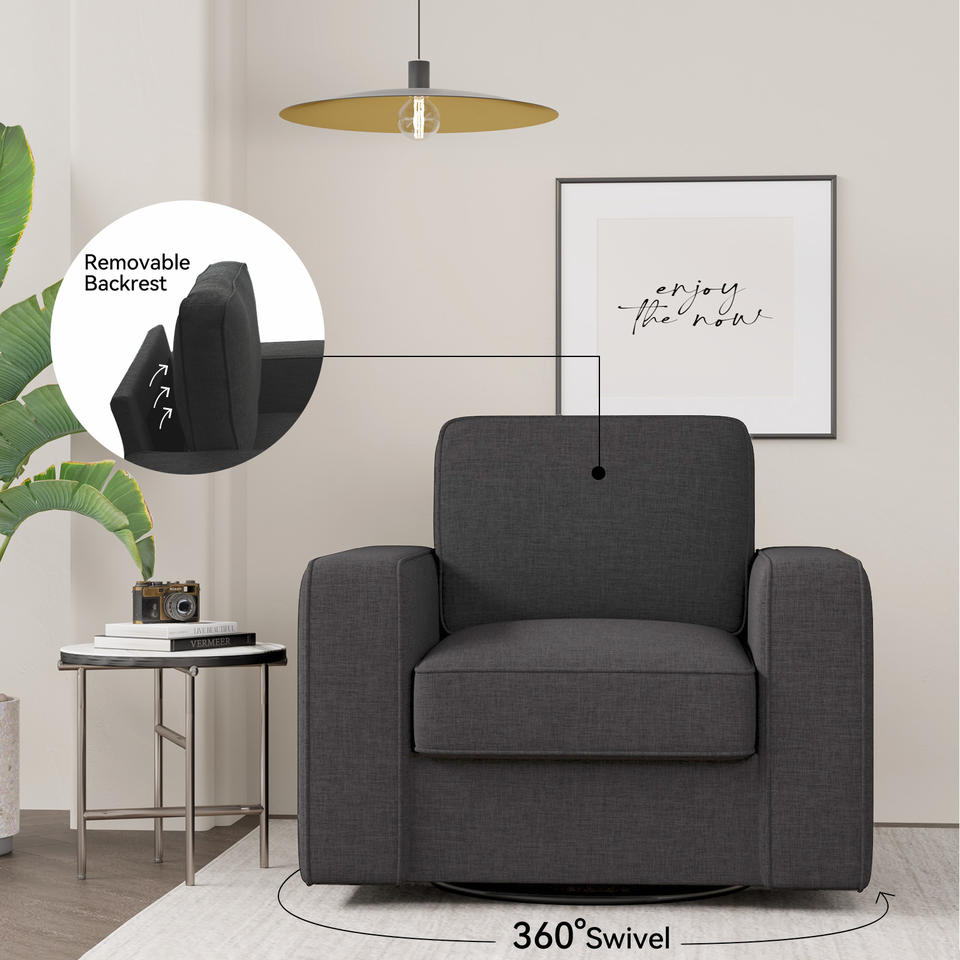Swivel Accent Sofa Chair Extra Wide Leisure Chair Eco-Friendly Waterproof Fabric Durable Living Room Hotel Bedroom