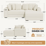 Modern Sectional Sofa Bed Set L-Shape Chaise Foldable Non-Inflatable Sponge Extra Large Reversible Corduroy Cover Metal Frame