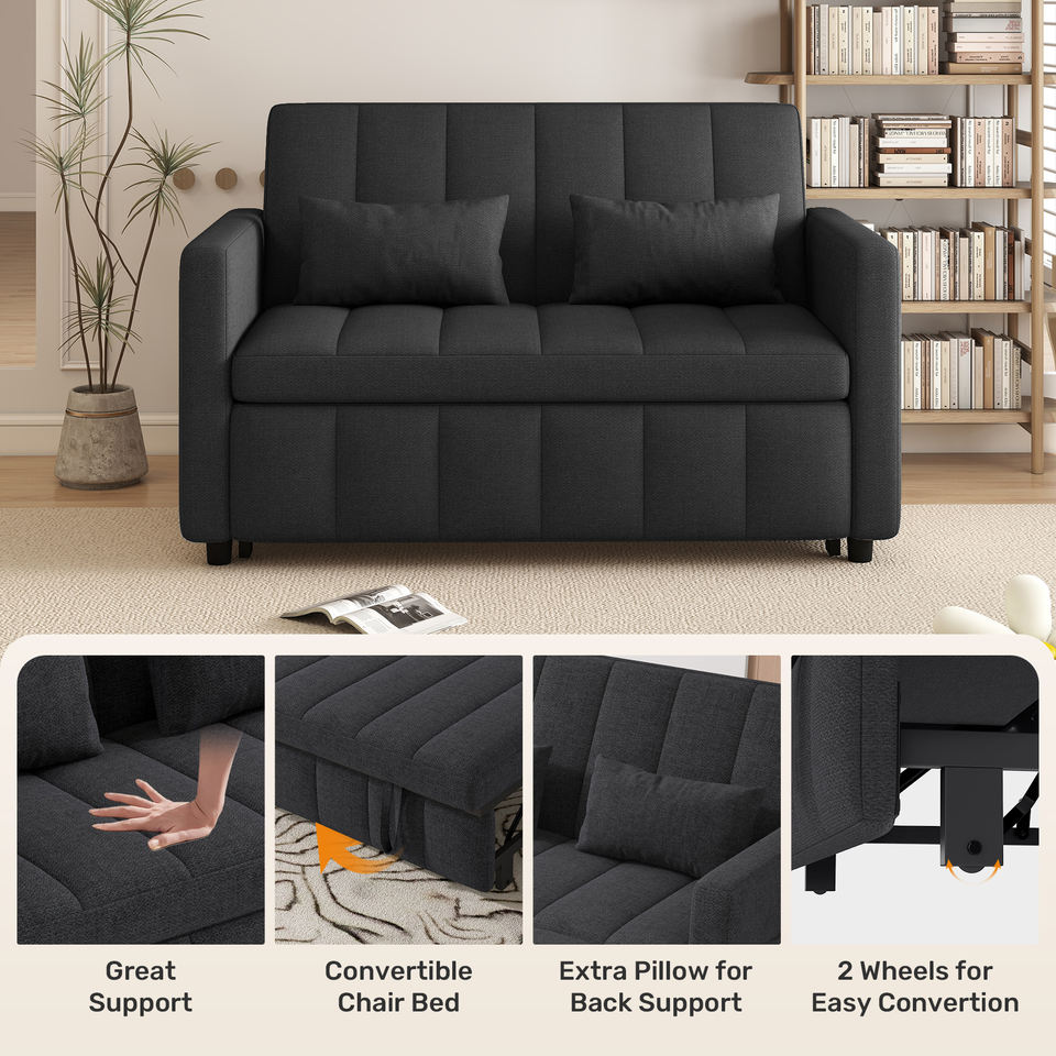 3-in-1 Convertible Modern Sofa Bed Sleeper Couch Storage Portable 5-Level Adjustable Backrest Living Room Home Dining Hotel