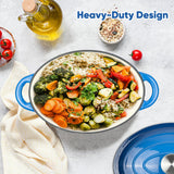 Multifunctional Enameled Cast Iron Dutch Oven 4.5 QT Stainless Steel Bottom Ceramic Exterior Self-Basting Moisture Retention Gas