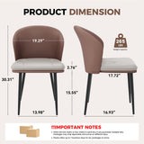 Modern Ergonomic Lightweight PU Leather Upholstered Waterproof Stable Dining Chair Curved Backrest for Home Dining Living Rooms (Set of 4)