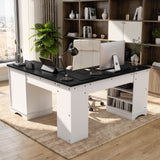 Modern L-Shaped Office Desk with USB Charging Drawers & File Cabinet Easy Assembly for Home & Office