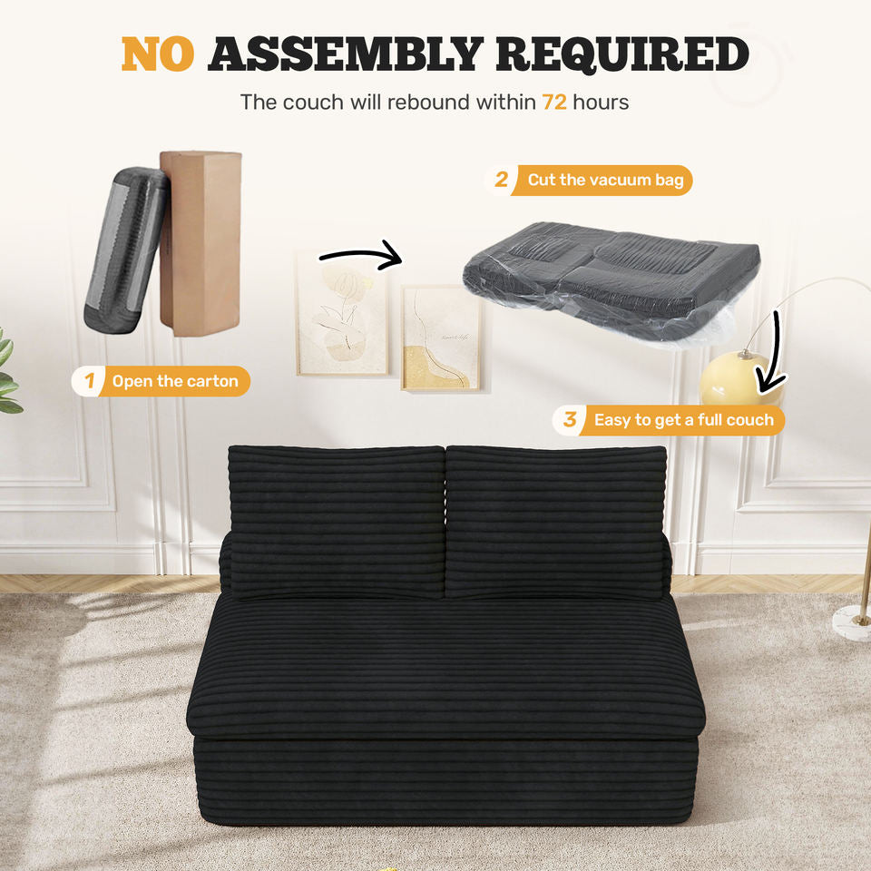 Modern High-Class Durable Corduroy Modular Loveseat No Assembly Required Armless Sofa Deep Seats for Living Room Apartment