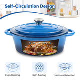 Multifunctional Enameled Cast Iron Dutch Oven 4.5 QT Stainless Steel Bottom Ceramic Exterior Self-Basting Moisture Retention Gas