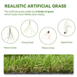 Premium 35mm Odorless Artificial Grass Rug Easy to Cut & Clean Faux Lawn Turf for Garden Balcony Backyard & Indoor Playground
