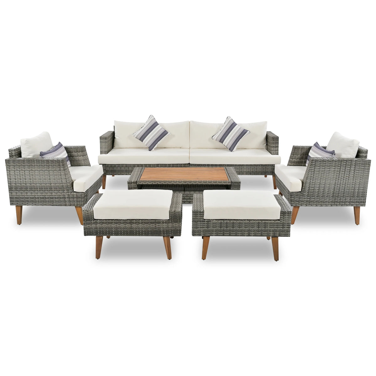 6-Pieces Wicker Rattan Patio Outdoor Sofa Set