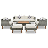 6-Pieces Wicker Rattan Patio Outdoor Sofa Set