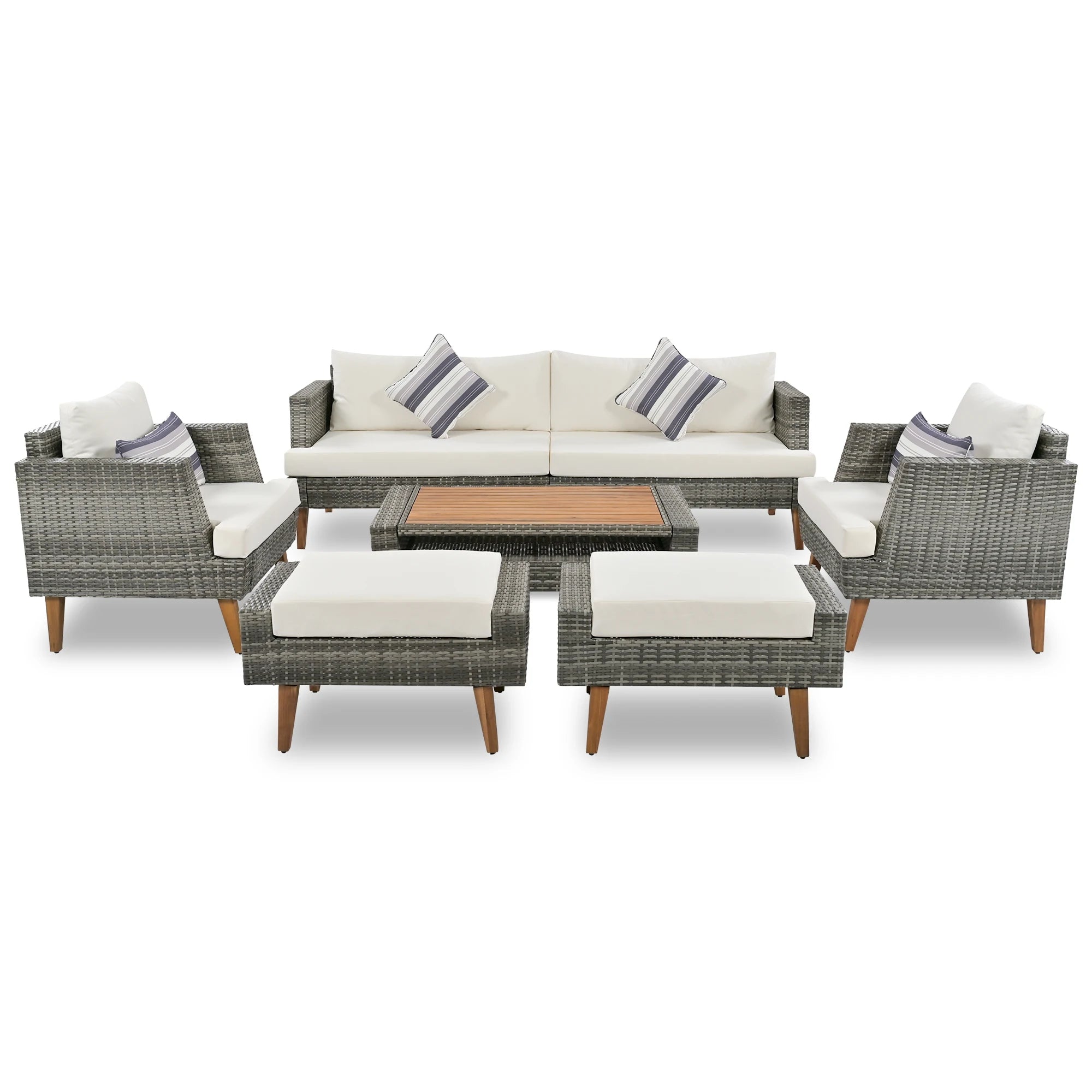 6-Pieces Wicker Rattan Patio Outdoor Sofa Set