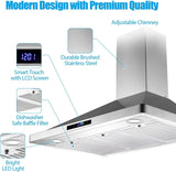 Range Hood 36 Inch Wall Mount Kitchen Hood 700 CFM with Ducted/Ductless Convertible Duct, Touch Control, Permanent Filters