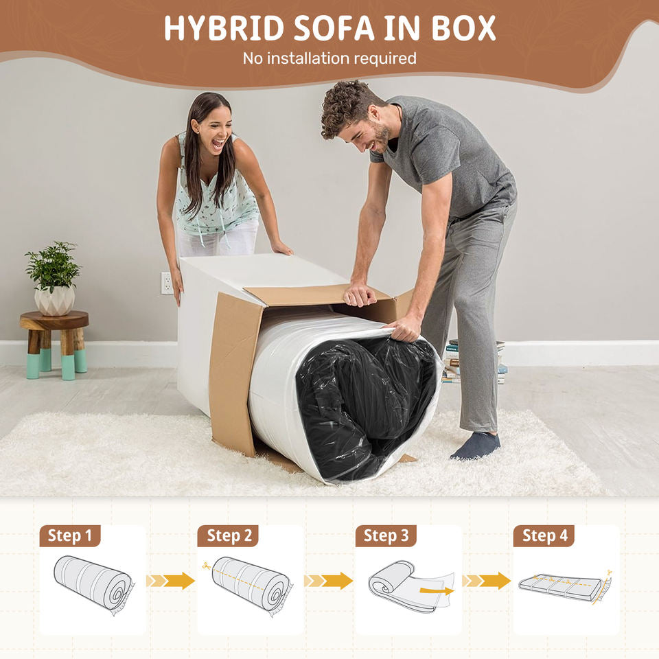 Modern Convertible Extendable Massage Loveseat Sofa Bed Set No Assembly Required Deep Seat Sponge Filling Apartment Mall School
