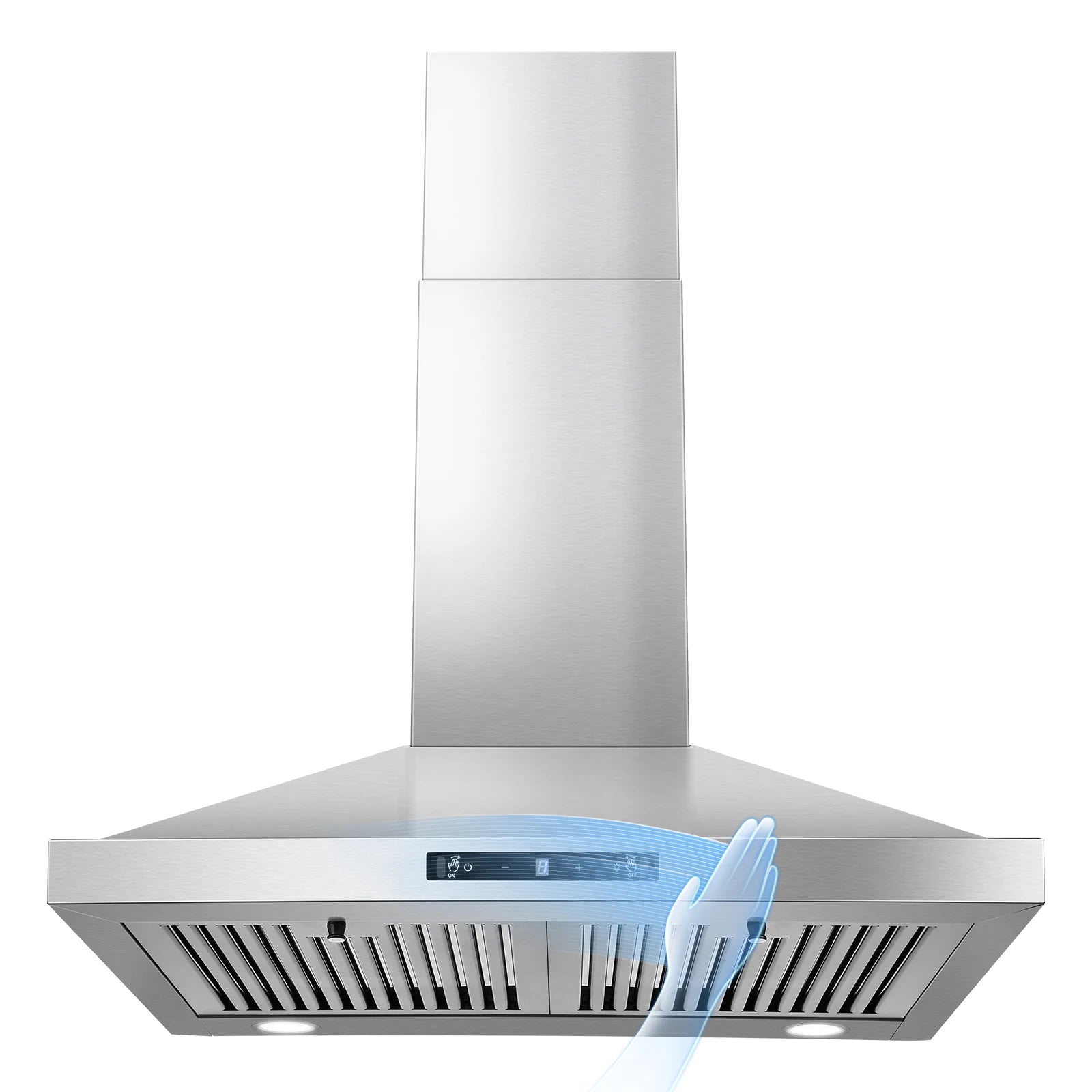 24 Inch Range Hood, Range Hood 450CFM, Wall Mount Kitchen Hood in Stainless Steel, Gesture Sensing & Touch Control 3 Speed Fan