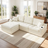 Modern Velvet Convertible Modular Sectional L-Shaped Sofa Genuine Leather High Resilience Foam Tufted Design Side Apartment