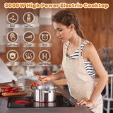 2 Burner Electric Cooktop, 12 Inch Built-in Ceramic Stove Top with Child Safety Lock, Timer & Residual Heat Indicator, 3000W