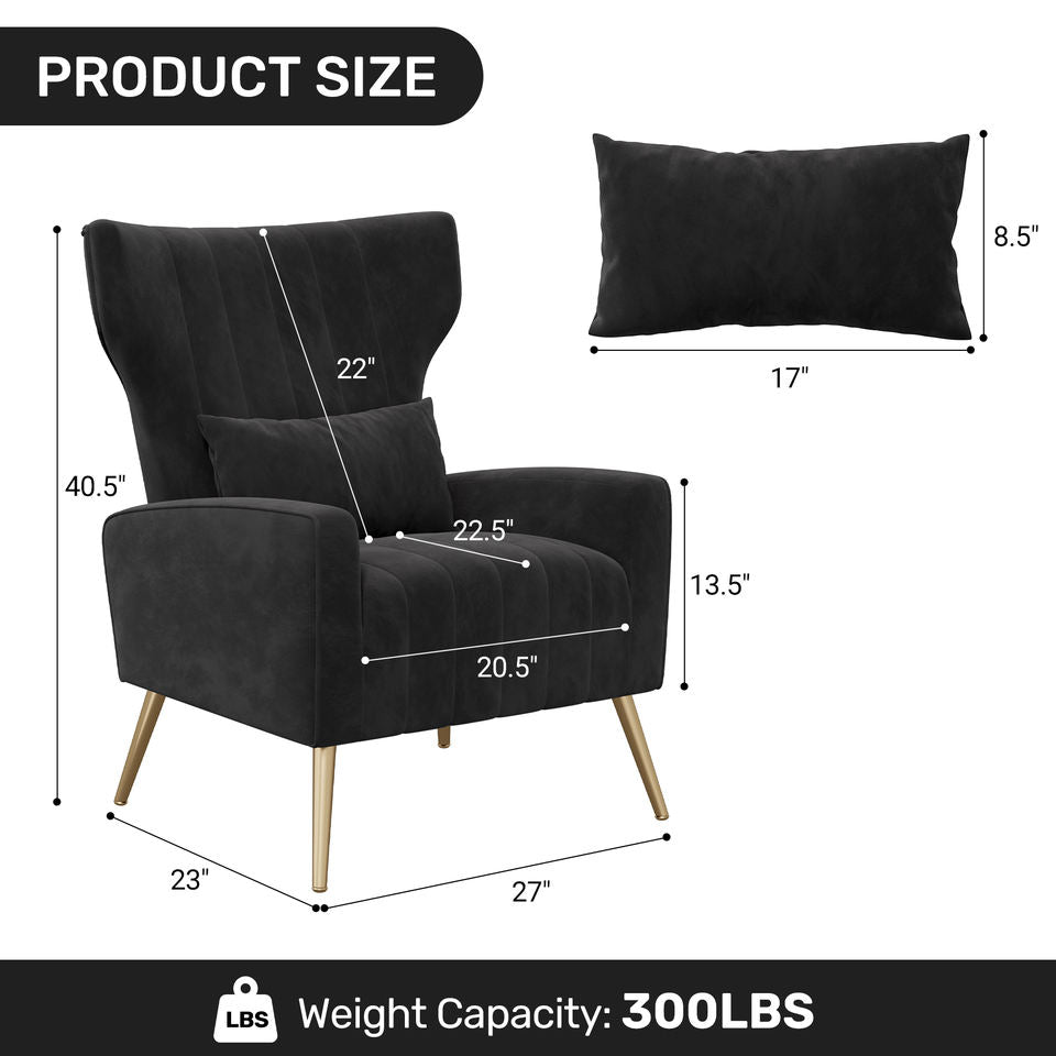 Modern Handmade Convertible Accent Chairs Upholstered Velvet Fabric Reading Chair Mid Century Arm Chair Comfy Armchair