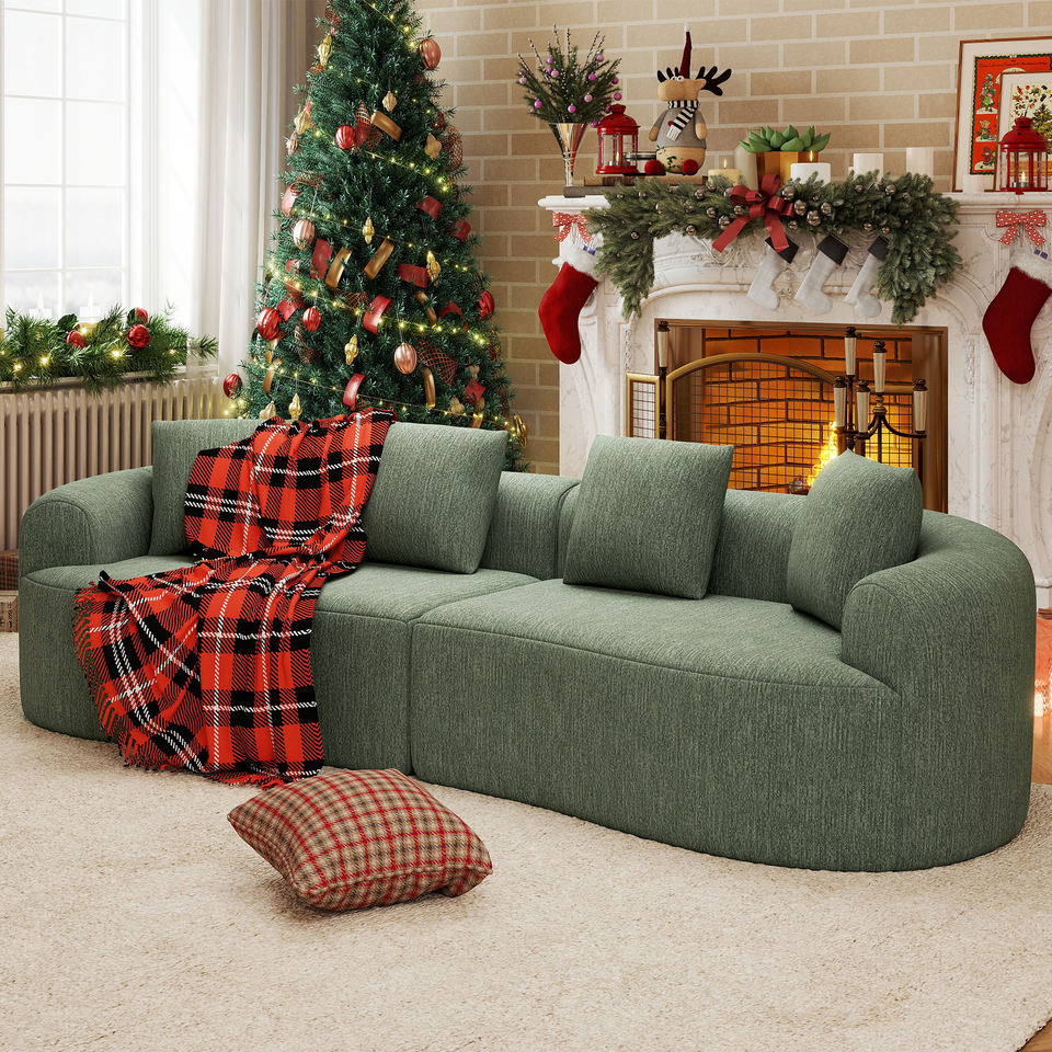 Modern Convertible Extendable Massage Curved Modular Sofa Non-Assembly Soft Chenille Fabric Sponge Deep Seat Wide Armrest 4
