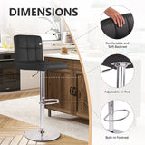 Modern PU Leather Adjustable Swivel Durable Light Weight Steady Barstools Hotel Use Iron Frame Upholstered Back Thickened (Set of 2)