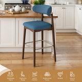 Modern Steady Metal Counter Height Bar Stools with Rubber Wood Legs Ergonomic Backrest for Home Bar Dining Room & Outdoor Use (Set of 2)