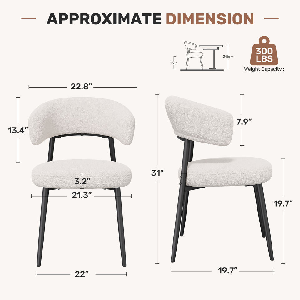 Modern Velvet Leisure Chair Curved Wing Backrest Thickened Metal Legs Soft Comfort Living Room Home Office Dining Hotel Use (Set of 4)
