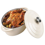 Multifunctional Enameled Cast Iron Dutch Oven 4.5 QT Stainless Steel Bottom Ceramic Exterior Self-Basting Moisture Retention Gas