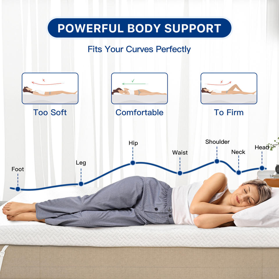 Cooling Durable Breathable Polyester Fiber Mattress Topper Slow Rebound Anti-Slip Design Adjustable Straps Home Furniture School