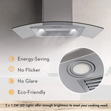 Range Hood 30 Inch, Tieasy Wall Mount Kitchen Hood with Ducted/Ductless Convertible Duct, Stainless Steel Chimney,Baffle Filter