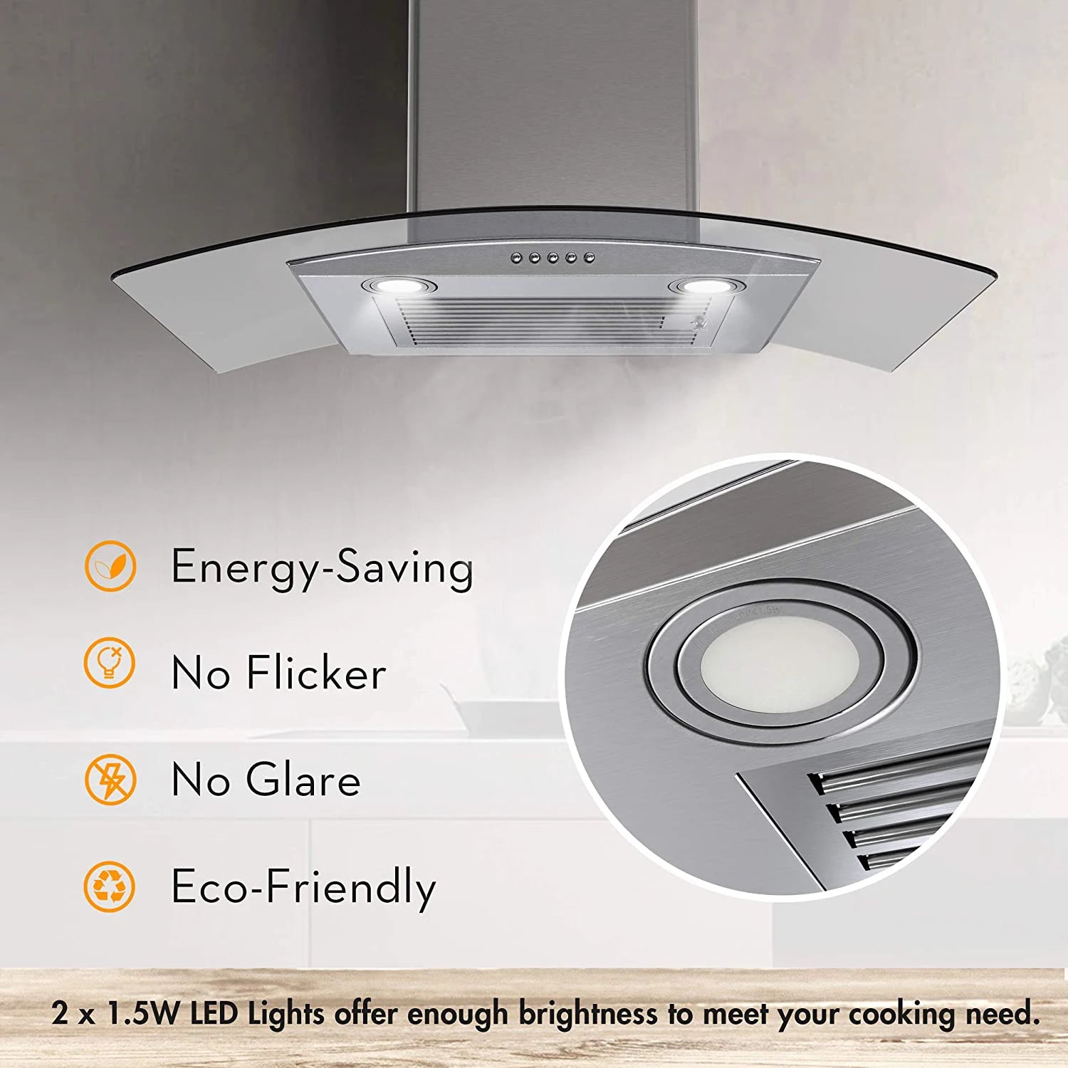 Range Hood 30 Inch, Tieasy Wall Mount Kitchen Hood with Ducted/Ductless Convertible Duct, Stainless Steel Chim - view 4