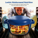 6QT Ceramic Dutch Oven 2QT Aluminum Lid Ceramic Non-Stick Coating Stainless Steel Bottom Dishwasher Safe Oven Safe Roasting Gas