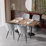 Modern Ribbed Extendable Dining Chair Suede Upholstered Lightweight Sturdy Metal Legs Portable Home Office Home Kitchen (Set of 4)