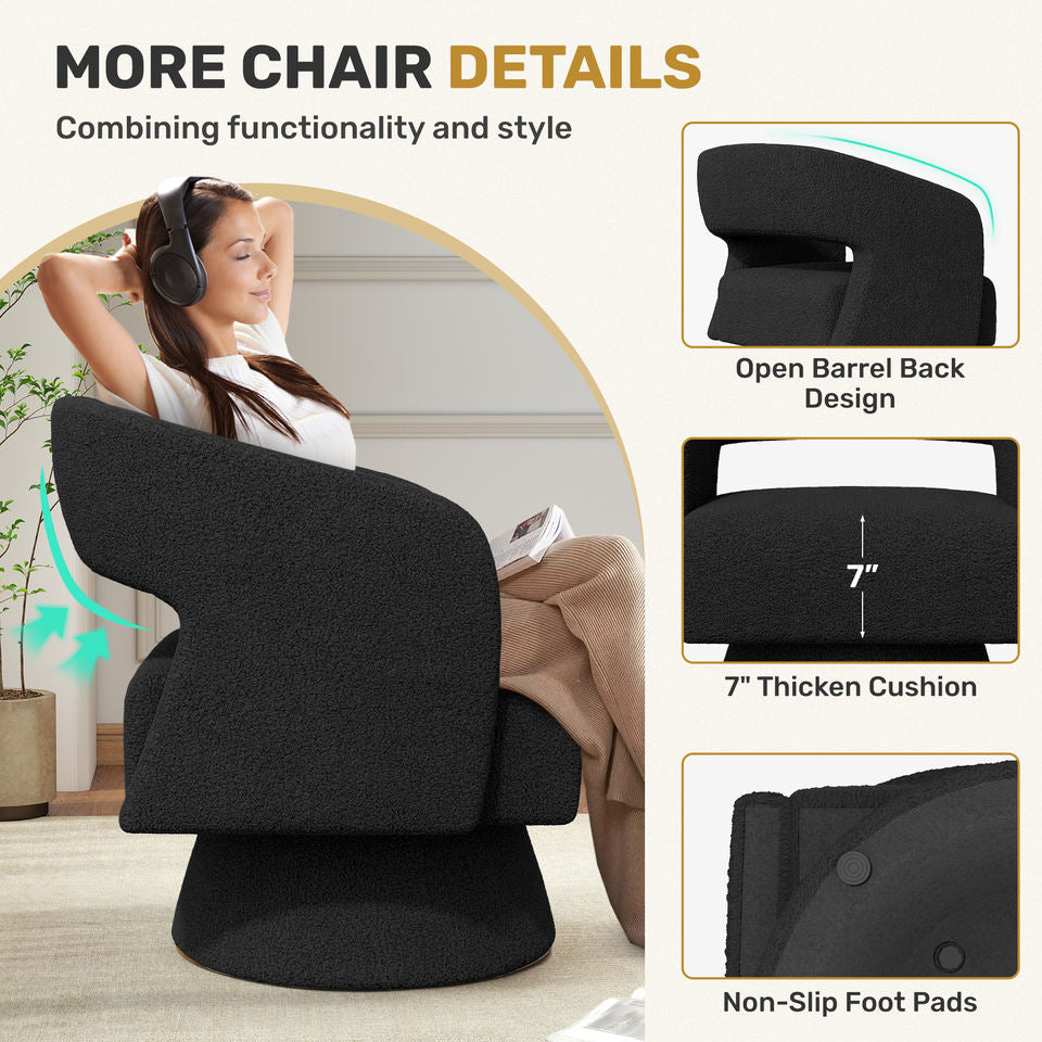 Swivel Barrel Accent Chair Oversized Velvet Modern Luxury Waterproof Eco-Friendly Living Room Vanity Bedroom Apartment Dining