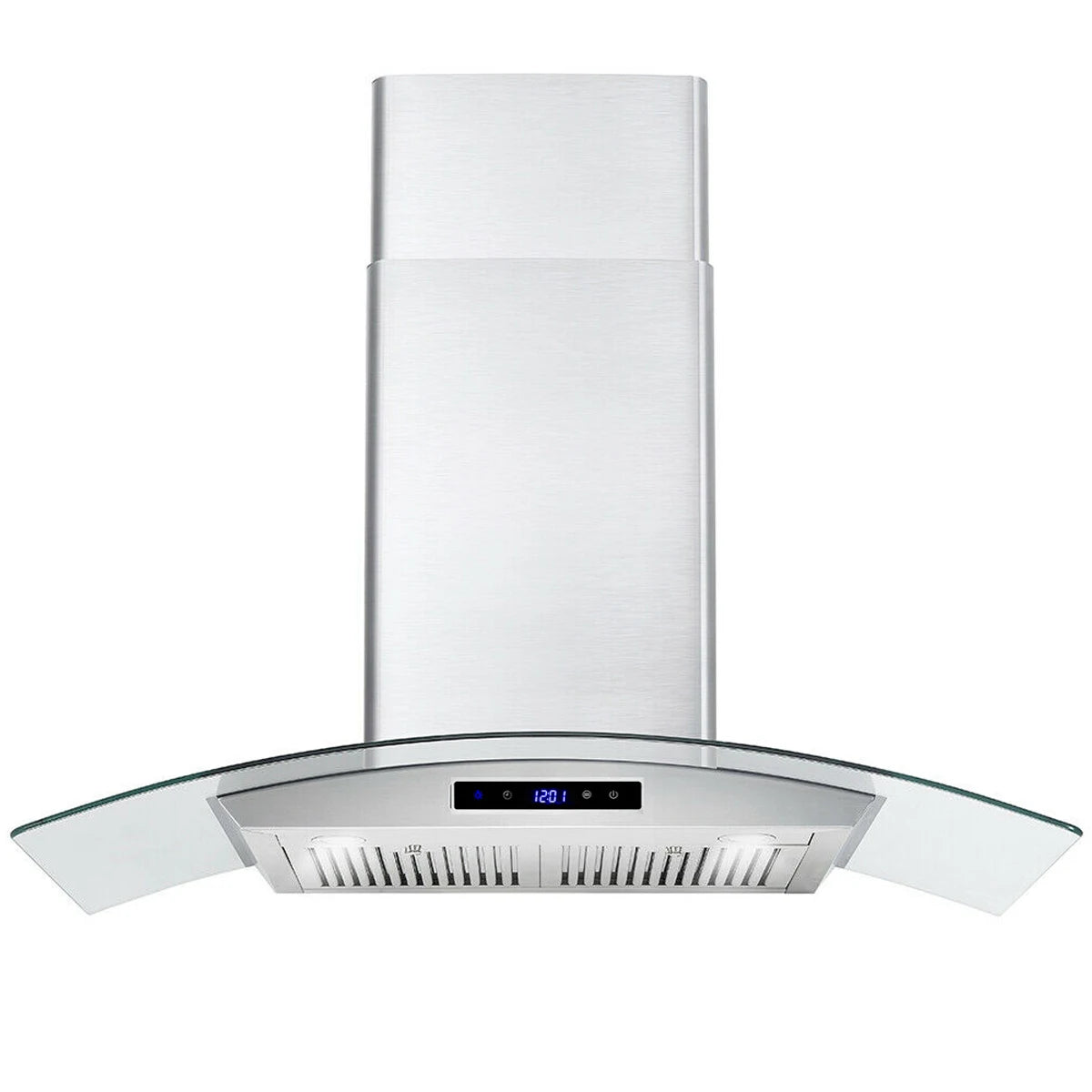 Range Hood 30 Inch, Tieasy Wall Mount Kitchen Hood with Ducted/Ductless Convertible Duct, Tempered Glass,Touch Control,LED Light
