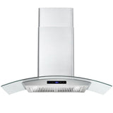 Range Hood 30 Inch, Tieasy Wall Mount Kitchen Hood with Ducted/Ductless Convertible Duct, Tempered Glass,Touch Control,LED Light