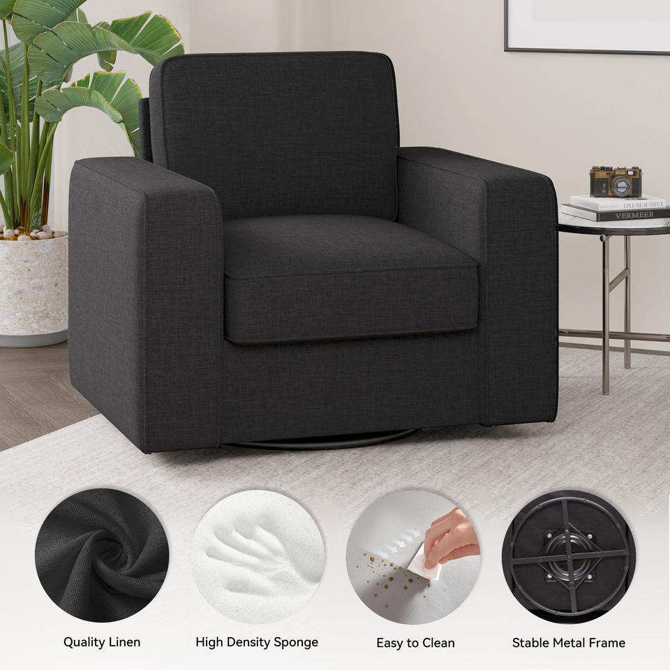 Swivel Accent Sofa Chair Extra Wide Leisure Chair Eco-Friendly Waterproof Fabric Durable Living Room Hotel Bedroom