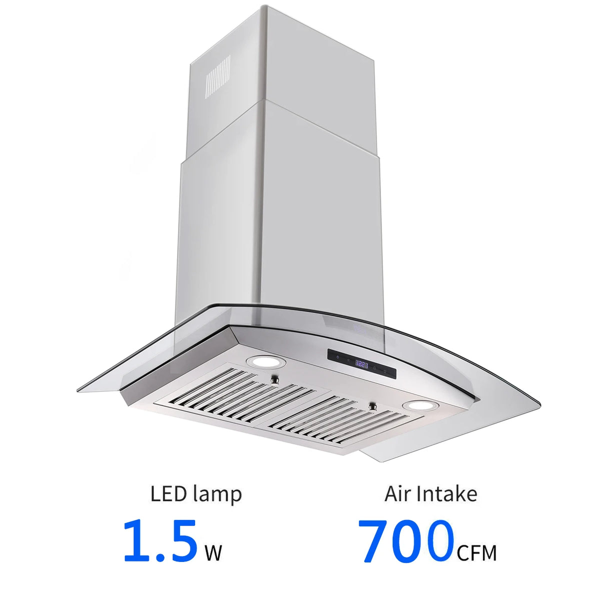 Range Hood 30 Inch, Tieasy Wall Mount Kitchen Hood with Ducted/Ductless Convertible Duct, Tempered Glass,Touch Control,LED Light