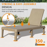 Pool Lounge Chairs Set of 2, with 6 Positions Backrest Adjustable Chaise Lounge